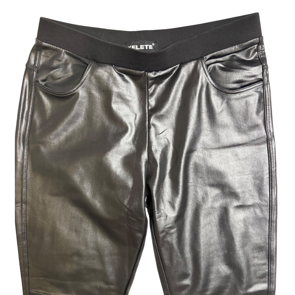 YELETE Womens Black Faux Leather Moto Jogger Pants Size S/M